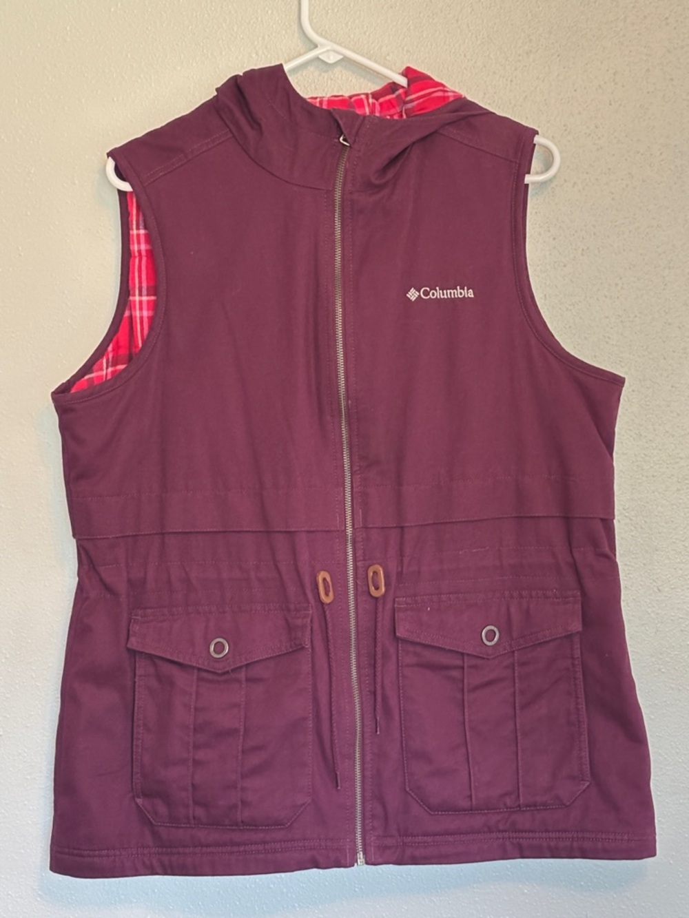Columbia Women's Plum‎ Flannel- Lined Hooded Utility Vest Large